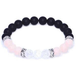 Minerální náramek křišťál, růženín, onyx - DOTEK